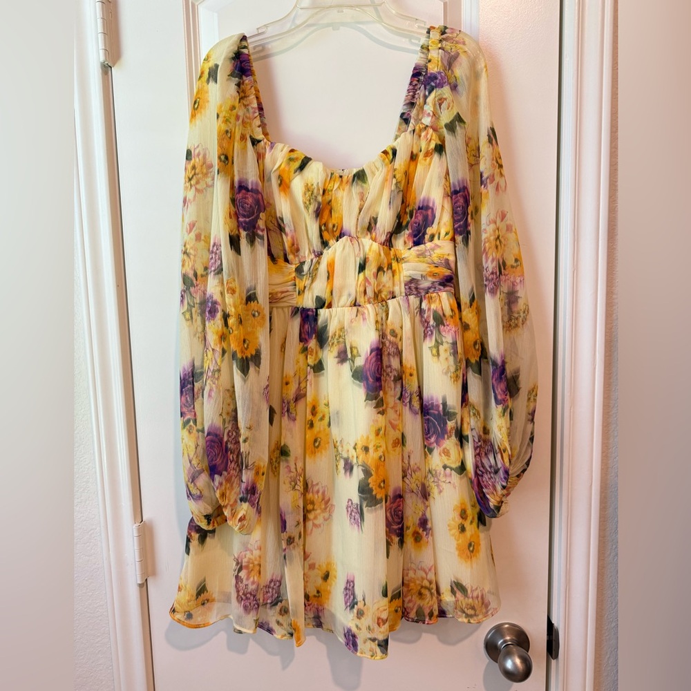 Express Yellow Floral Chiffon Blouse